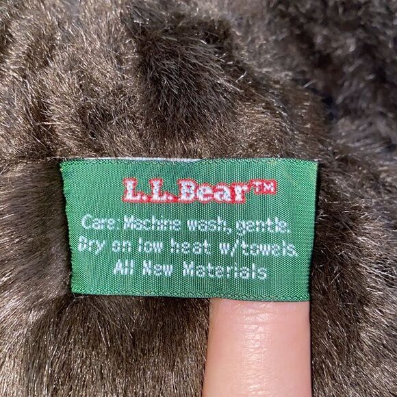 Vintage L.L. Bean Red Teddy Bear Coat Black Bear Includes Bear Stand - Picture 9 of 10